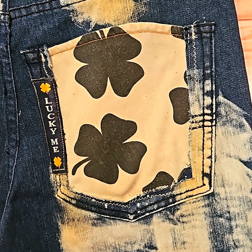 HANDMADE~EMBELLISHED "One Kind Denim" Bleached, Patched, Embroidered HIPPIE Jean - Picture 11 of 12